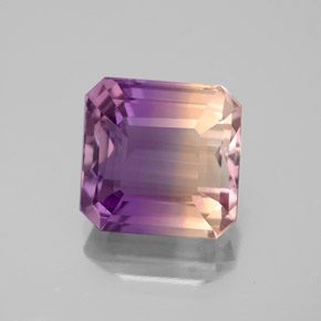Ametrino bicolor natural de 4,26 ct, corte esmeralda, VVS-VS