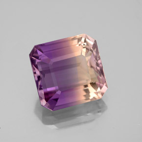 Ametrino bicolor natural de 4,26 ct, corte esmeralda, VVS-VS