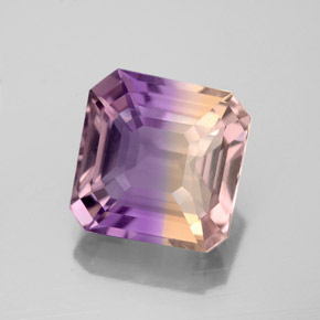 Ametrino bicolor natural de 3,91 ct, corte esmeralda, VVS-VS
