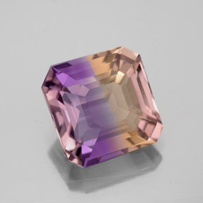 Ametrino bicolor natural de 3,91 ct, corte esmeralda, VVS-VS
