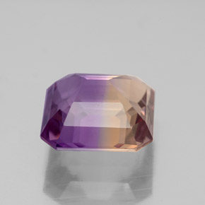 Ametrino bicolor natural de 3,91 ct, corte esmeralda, VVS-VS