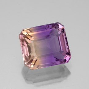 Ametrino bicolor natural de 4,01 ct, corte esmeralda, VVS
