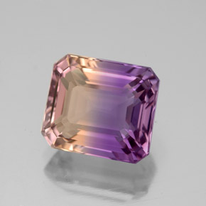 Ametrino bicolor natural de 4,01 ct, corte esmeralda, VVS