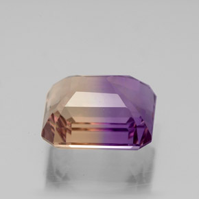 Ametrino bicolor natural de 4,01 ct, corte esmeralda, VVS