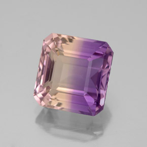 Ametrino bicolor natural de 4,74 ct, corte esmeralda, VVS-VS