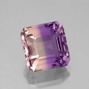 Ametrino bicolor natural de 4,74 ct, corte esmeralda, VVS-VS