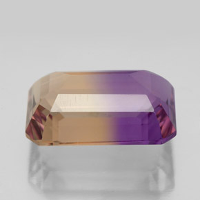 Ametrino bicolor natural de 10,42 ct, corte esmeralda, VVS