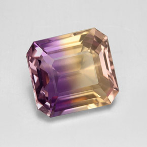 Ametrino bicolor natural de 9,00 ct, corte esmeralda, VVS-VS