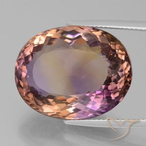 Ametrino bicolor natural de 27,34 ct, corte óvalo, VVS