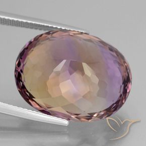 Ametrino bicolor natural de 27,34 ct, corte óvalo, VVS