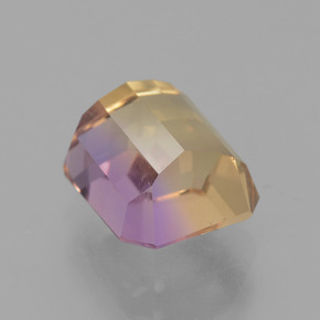 Ametrino bicolor natural de 3,06 ct, corte esmeralda, VS