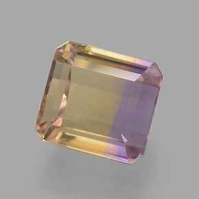 ametrino Bicolor natural de 6.32 ct, corte esmeralda, VVS