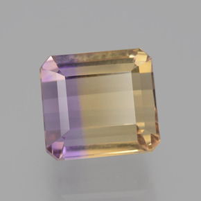 ametrino Bicolor natural de 6.32 ct, corte esmeralda, VVS