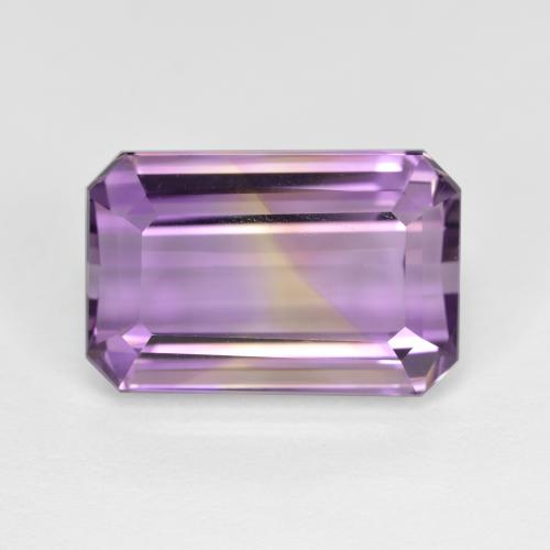 ametrino Bicolor natural de 8.57 ct, corte esmeralda, VS