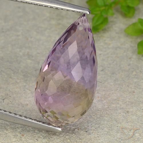 10.55ct Natural Bicolor ametrino, Corte Briolette, VVS