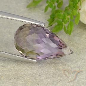 Ametrino bicolor natural de 8,61 ct, briolette, VVS