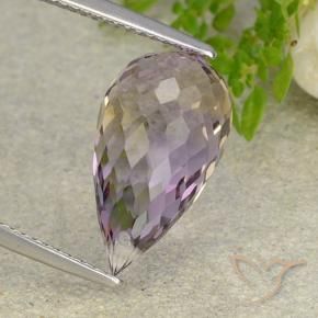 Ametrino bicolor natural de 8,61 ct, briolette, VVS