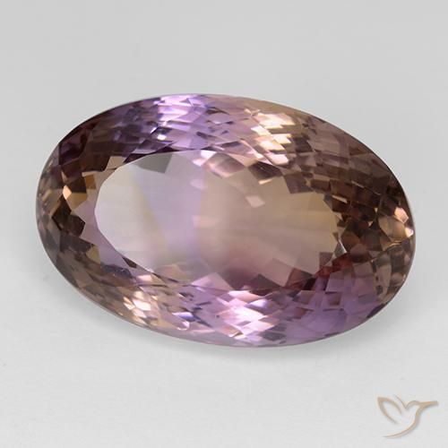 Ametrino Bicolor natural de 33.42 ct, Ovalada, VVS
