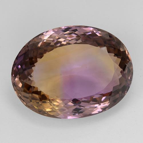 Ametrino bicolor natural de 29,93 ct, corte óvalo, IF