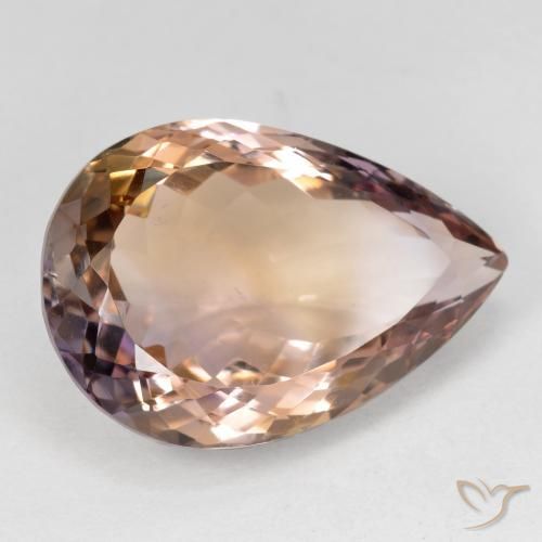Ametrino Bicolor natural de 17.76 ct, En forma de pera, VS