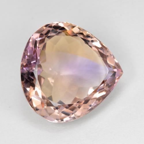 Ametrino bicolor natural de 13,59 ct, en forma de pera, VS