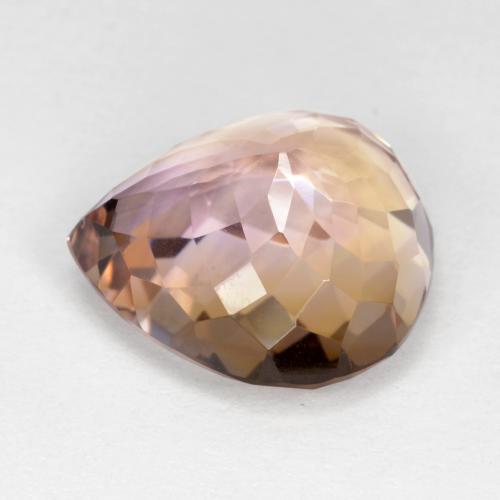 Ametrino bicolor natural de 13,59 ct, en forma de pera, VS