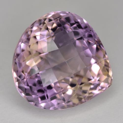 Ametrino bicolor natural de 19,34 ct, en forma de pera, VS