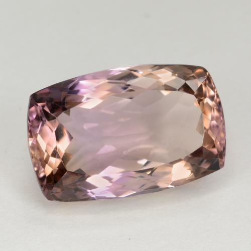 Ametrino bicolor natural de 12,72 ct, corte cojín, VVS