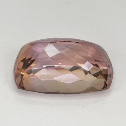 Ametrino bicolor natural de 12,72 ct, corte cojín, VVS