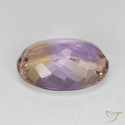 Ametrino bicolor natural de 6,49 ct, corte óvalo, VVS-VS