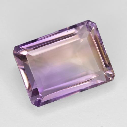 Ametrino bicolor natural de 7,53 ct, corte esmeralda, VS