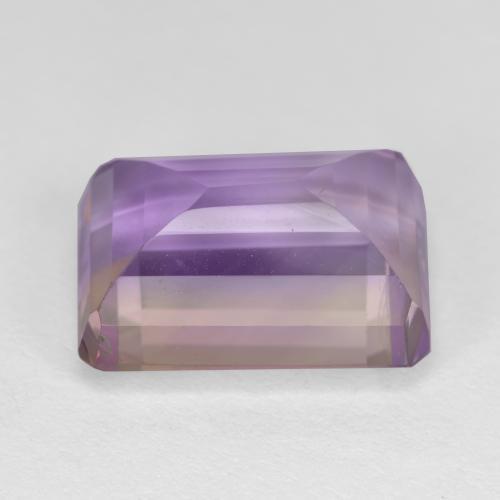 Ametrino bicolor natural de 7,53 ct, corte esmeralda, VS