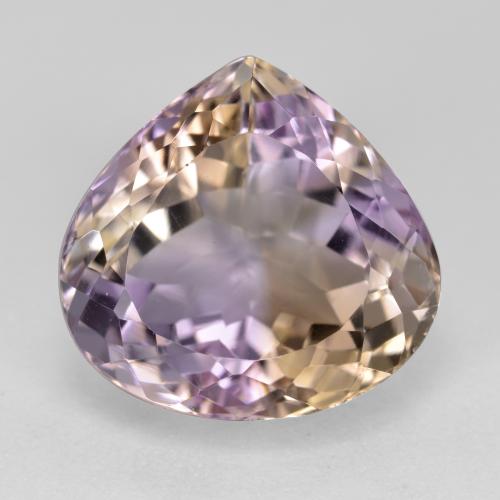 Ametrino bicolor natural de 9,50 ct, en forma de pera, VVS