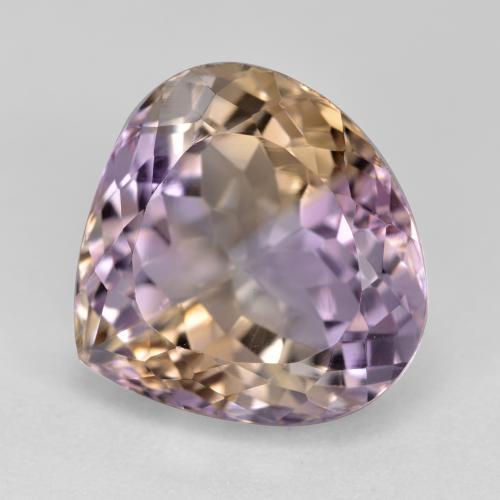 Ametrino bicolor natural de 9,50 ct, en forma de pera, VVS