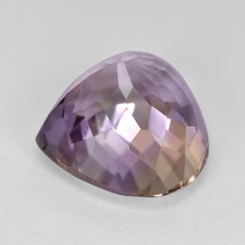 Ametrino bicolor natural de 9,50 ct, en forma de pera, VVS