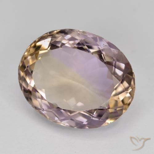 Ametrino Bicolor natural de 12.67 ct, Ovalada, VVS
