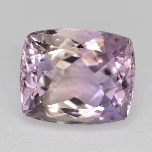 Ametrino bicolor natural de 12,91 ct, corte cojín, VVS
