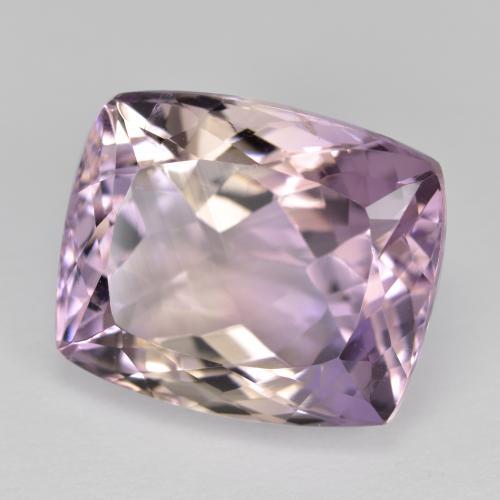 Ametrino bicolor natural de 12,91 ct, corte cojín, VVS