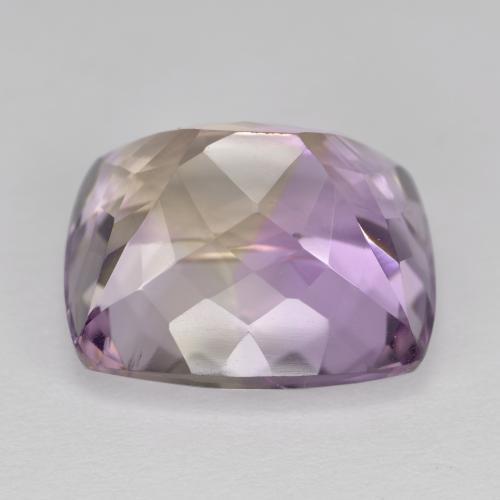 Ametrino bicolor natural de 12,91 ct, corte cojín, VVS