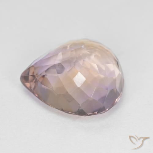 Ametrino bicolor natural de 6,23 ct, en forma de pera, VS