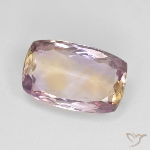 ametrino Bicolor natural de 5.37 ct, Corte Cojín, VVS