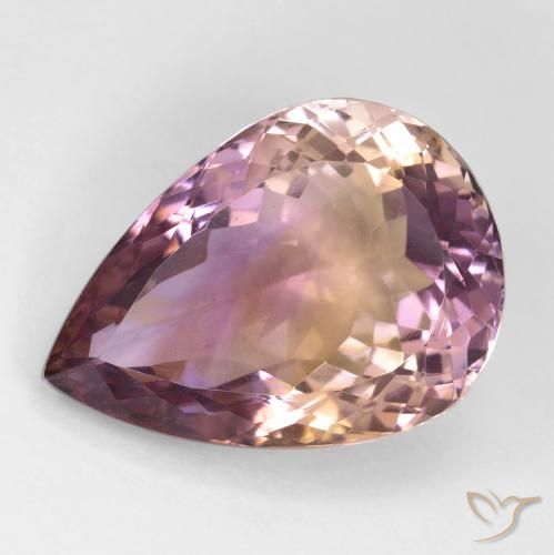 Ametrino Bicolor natural de 18.47 ct, En forma de pera, VS