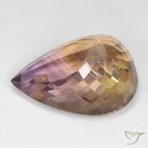 Ametrino Bicolor natural de 18.47 ct, En forma de pera, VS