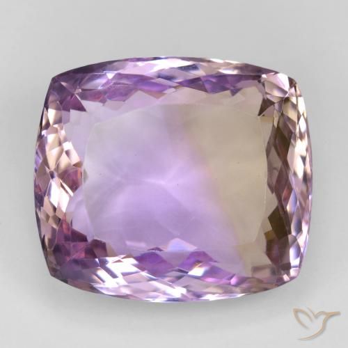 Ametrino bicolor natural de 29,87 ct, corte cojín, VVS