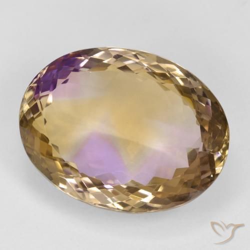Ametrino Bicolor natural de 24.08 ct, Ovalada, VVS