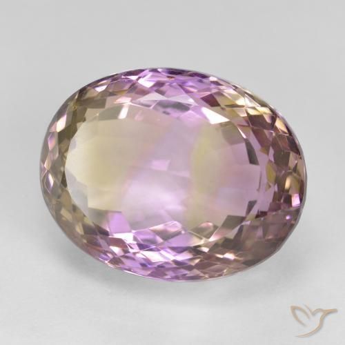 Ametrino Bicolor natural de 19.51 ct, Ovalada, VVS