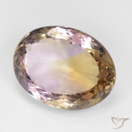 Ametrino Bicolor natural de 19.19 ct, Ovalada, VVS