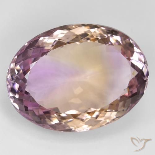 Ametrino Bicolor natural de 34.37 ct, Ovalada, VVS
