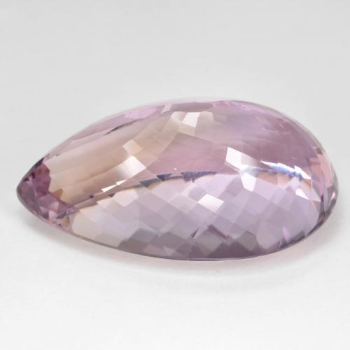 Ametrino bicolor natural de 58,34 ct, en forma de pera, VVS-VS