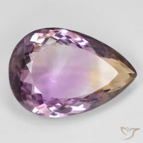 Ametrino Bicolor natural de 19.64 ct, En forma de pera, VVS-VS